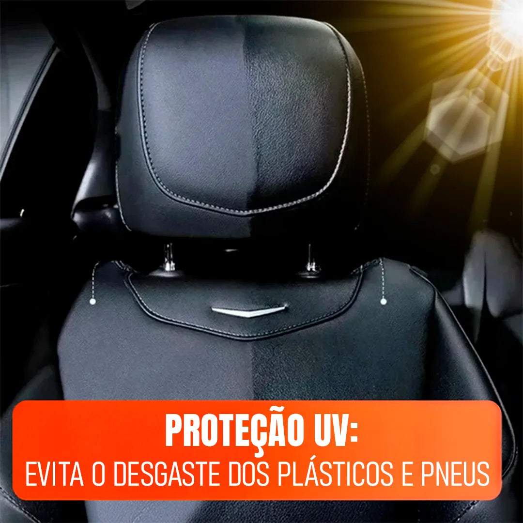 Renovador de Plásticos e Pneus 450ml - LustraPro | Brilho Instantâneo, Proteção UV e Aplicação Rápida