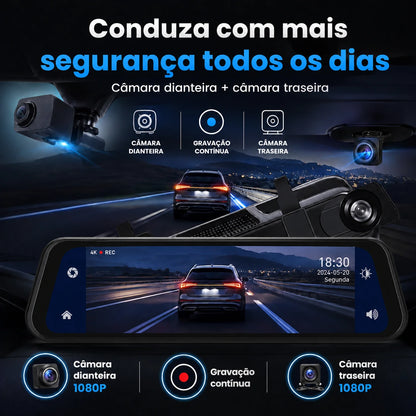Espelho Retrovisor com Câmara Frontal + Câmara Traseira | DriveVision 360