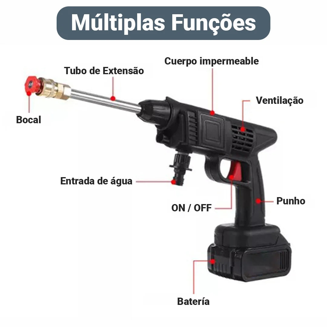 Lavadora de Alta Pressão Portátil Completa + Mala - HidroJet (2 Baterias)